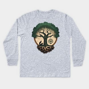 Meditation under a Tree - Designs for a Green Future Kids Long Sleeve T-Shirt